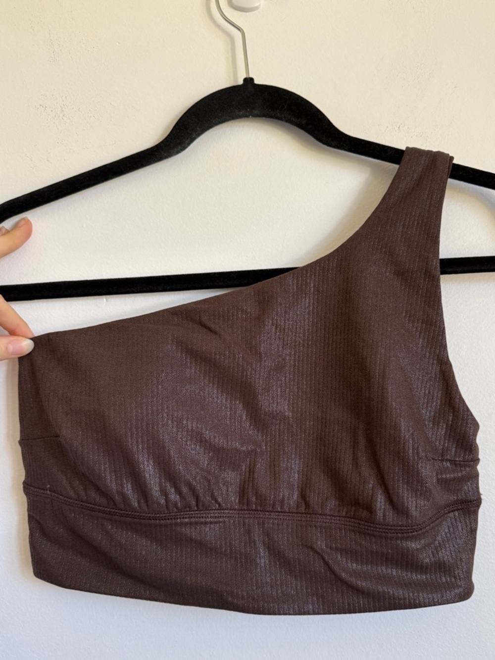 Lululemon Align Asymmetrical Ribbed Sports Bra Light Support Shine Espresso US 8